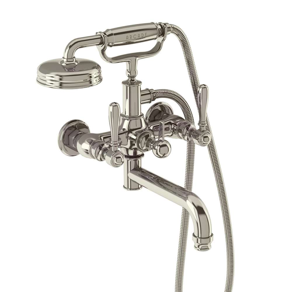 Arcade Bath shower mixer wall-mounted - nickel with brass lever